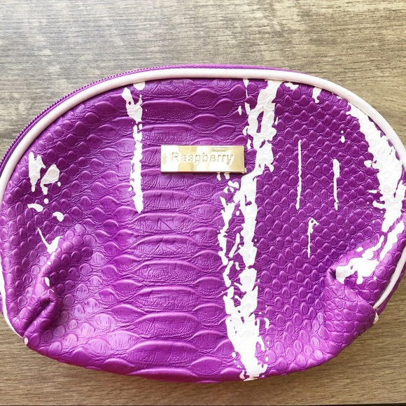 Purple Crocodile Skin Grain Cosmetic Bag - Picture 3 of 5